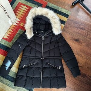 DKNY Large Faux Fur Puffer Jacket